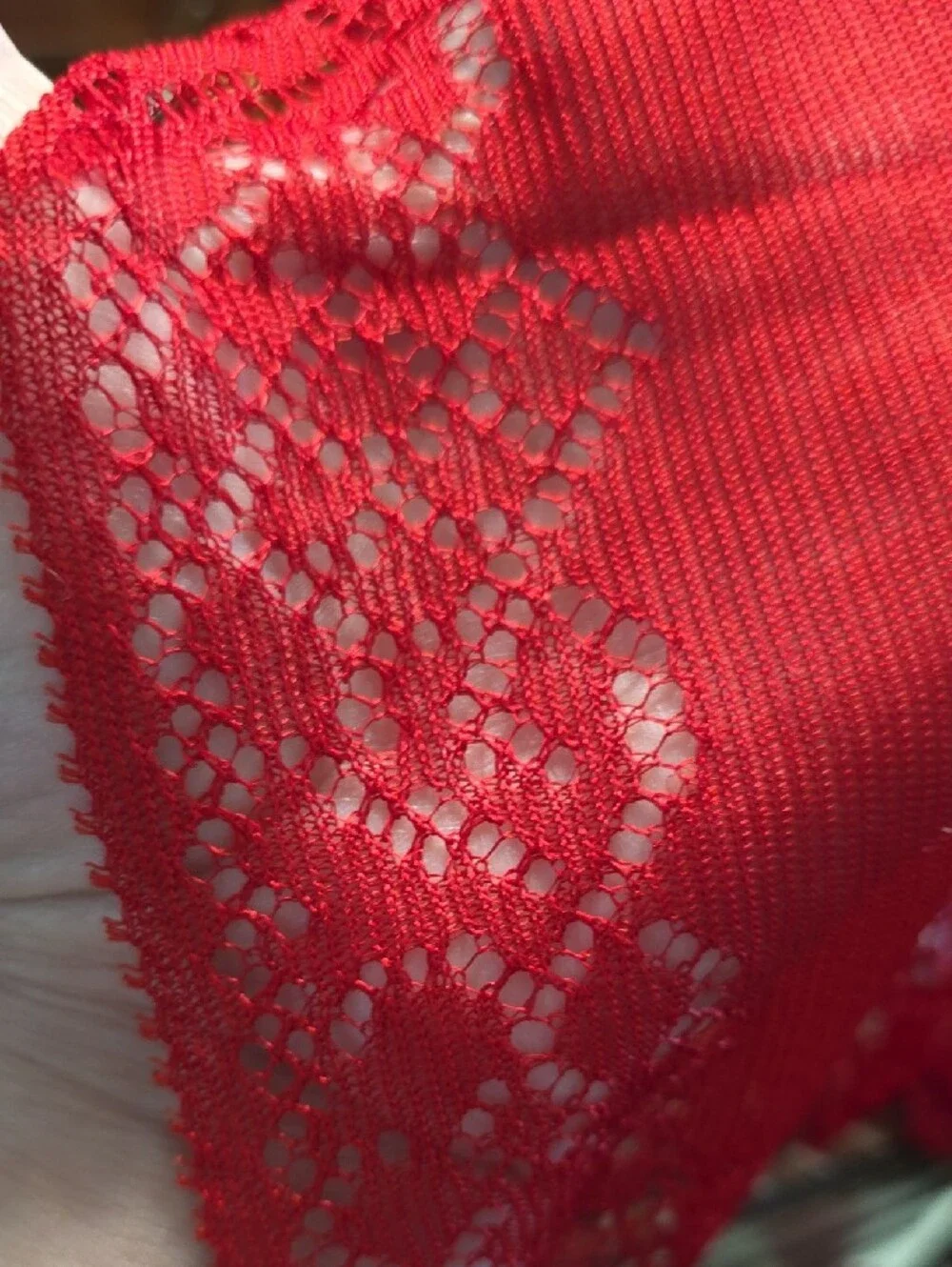 WWII USN Mother Embossed Red Lace Handkerchief